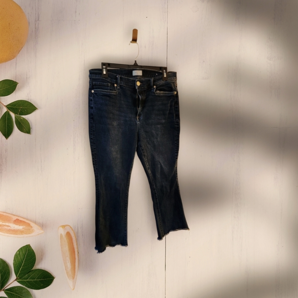Loft Outlet Cropped Jeans Flare Raw Hem